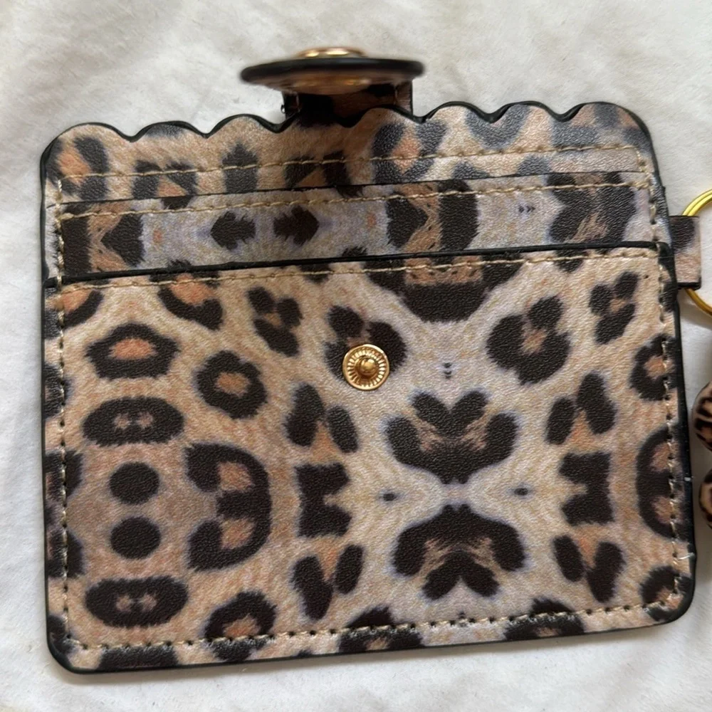 Leopard Print Card Holder with Wristband & Tassel